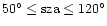 $50^{\circ}\leq\mbox{sza}\leq120^{\circ}$