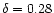 $\delta
= 0.28$
