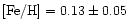 $[{\rm Fe/H}] = 0.13 \pm 0.05$