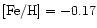 $[{\rm Fe/H}] = -0.17$