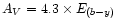 $A_{V} = 4.3 \times E_{(b-y)}$