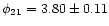 $\phi_{21}=3.80\pm0.11$