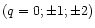 $(q=0;\pm1;\pm2)$