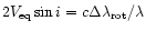 $2V_{\rm eq}\sin i=c\Delta\lambda_{\rm rot}/\lambda$