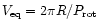 $V_{\rm eq}=2\pi R/P_{\rm rot}$