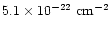 $5.1\times 10^{-22}\ {\rm cm^{-2}}$