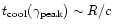 $t_{\rm cool}(\gamma_{\rm peak}) \sim R/c$