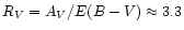 $R_V = A_V/E(B-V) \approx 3.3$