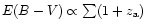 $E(B-V) \propto \sum (1+z_{\rm a})$