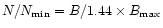 $N/N_{{\rm min}}=B/1.44\times B_{{\rm max}}$