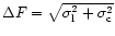 $\Delta F = \sqrt{\sigma_{\rm l}^2 + \sigma_{\rm c}^2}$