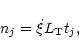 \begin{displaymath}n_{j}=\dot{\xi} L_{\rm {T}} t_j,
\nonumber
\end{displaymath}