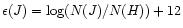 $\epsilon (J)=\log(N(J)/N(H)) +12$