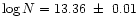$\log N =13.36~\pm~0.01$