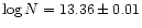 $\log N=13.36\pm0.01$