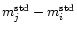 $m_j^{\rm std}-m_i^{\rm std}$