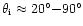 $\theta_{\rm i}\approx20^{\circ}{-}90^{\circ}$
