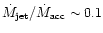 $\dot{M}_{\rm jet} /\dot{M}_{\rm acc} \sim 0.1 $