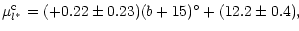 $\displaystyle \mu^{\rm c}_{l^*} = (+0.22\pm0.23) (b+15)^\circ + (12.2\pm0.4),$