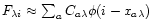 $F_{\lambda i}\approx\sum_{a} C_{a\lambda}\phi(i-x_{a\lambda})$