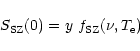 \begin{displaymath}S_{\rm SZ}(0) = y~ f_{\rm SZ}(\nu,T_{\rm e})\\
\end{displaymath}