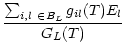 $\displaystyle \frac{\sum_{i,l~ \in B_L} g_{il}(T) E_l}{G_L(T)}$