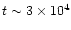$t \sim 3\times 10^4$