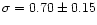 $\sigma=0.70\pm0.15$