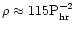 $\rho \approx 115{\rm P}_{\rm hr}^{-2}$