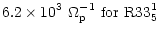 $\displaystyle 6.2\times 10^3~\Omega_{\rm p}^{-1}\mbox{~for R}33_5^1$