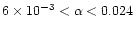 $6\times 10^{-3}<\alpha<0.024$