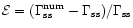 ${\cal E}=(\Gamma^{\rm {num}}_{\rm ss}-\Gamma_{\rm ss})/\Gamma_{\rm ss}$