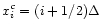 $x_i^c=(i+1/2)\Delta$