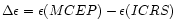 $\Delta \epsilon=\epsilon (MCEP)-\epsilon(ICRS)$