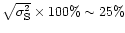 $\sqrt{\sigma^{2}_{{\rm S}}}\times100\% \sim 25\%$