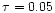 $\tau=0.05$