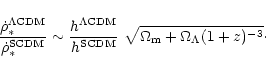 \begin{displaymath}\frac{\dot\rho_*^{\rm\Lambda CDM}}{\dot\rho_*^{\rm SCDM}}\sim...
...rm SCDM}}\ \sqrt{\Omega_{\rm m}+\Omega_\Lambda(1+z)^{-3}}\cdot
\end{displaymath}