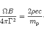 \begin{displaymath}\frac{\Omega B}{4\pi\Gamma^2}
= \frac{2\rho ec}{m_{\rm p}}\cdot
\end{displaymath}
