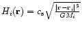 $H_i({\bf r})
=c_{\rm s}\sqrt{\frac{\left\vert{\bf r}-{\bf r_{\it i}}\right\vert^{3}}{G M_i}}$