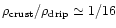 $\rho_{\rm crust}/\rho_{\rm drip}\simeq 1/16$