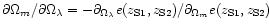 $\partial \Omega_m/ \partial
\Omega_{\lambda}=-\partial_{\Omega_{\lambda}}
e(z_{\rm S1},z_{\rm S2})/\partial_{\Omega_m}e(z_{\rm S1},z_{\rm S2})$