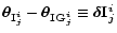 $\vec{\theta}_{{\bf I}\vec{_j^i}}-\vec{\theta}_{{\bf IG}\vec{_j^i}}\equiv\vec{\delta} {\bf I}\vec{^i_j}$