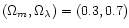$(\Omega_m,\Omega_\lambda)=(0.3,0.7)$