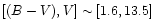 $[(B-V), V] \sim [1.6, 13.5]$
