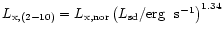 $L_{\rm x, (2-10)}=L_{\rm x,nor}\left ({{{L}}_{\rm sd}/ {\rm {erg ~~s}^{-1}}}\right)^{1.34}$