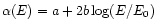 $\alpha(E)=a+2b\log(E/E_0)$