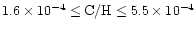 $1.6 \times 10^{-4}\leq \rm C/H \leq 5.5 \times 10^{-4}$