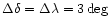 $\Delta\delta=\Delta\lambda=3\deg$