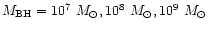 $M_{\rm BH}=10^7~M_{\odot },10^8~M_{\odot },10^9~M_{\odot}$