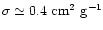 $\sigma
\simeq 0.4~{\rm cm^2~g^{-1}}$